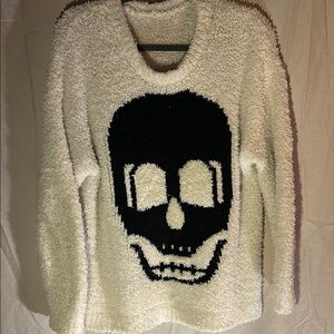 Cozy Skull Sweater - Cream and Black. SHEIN Size S.